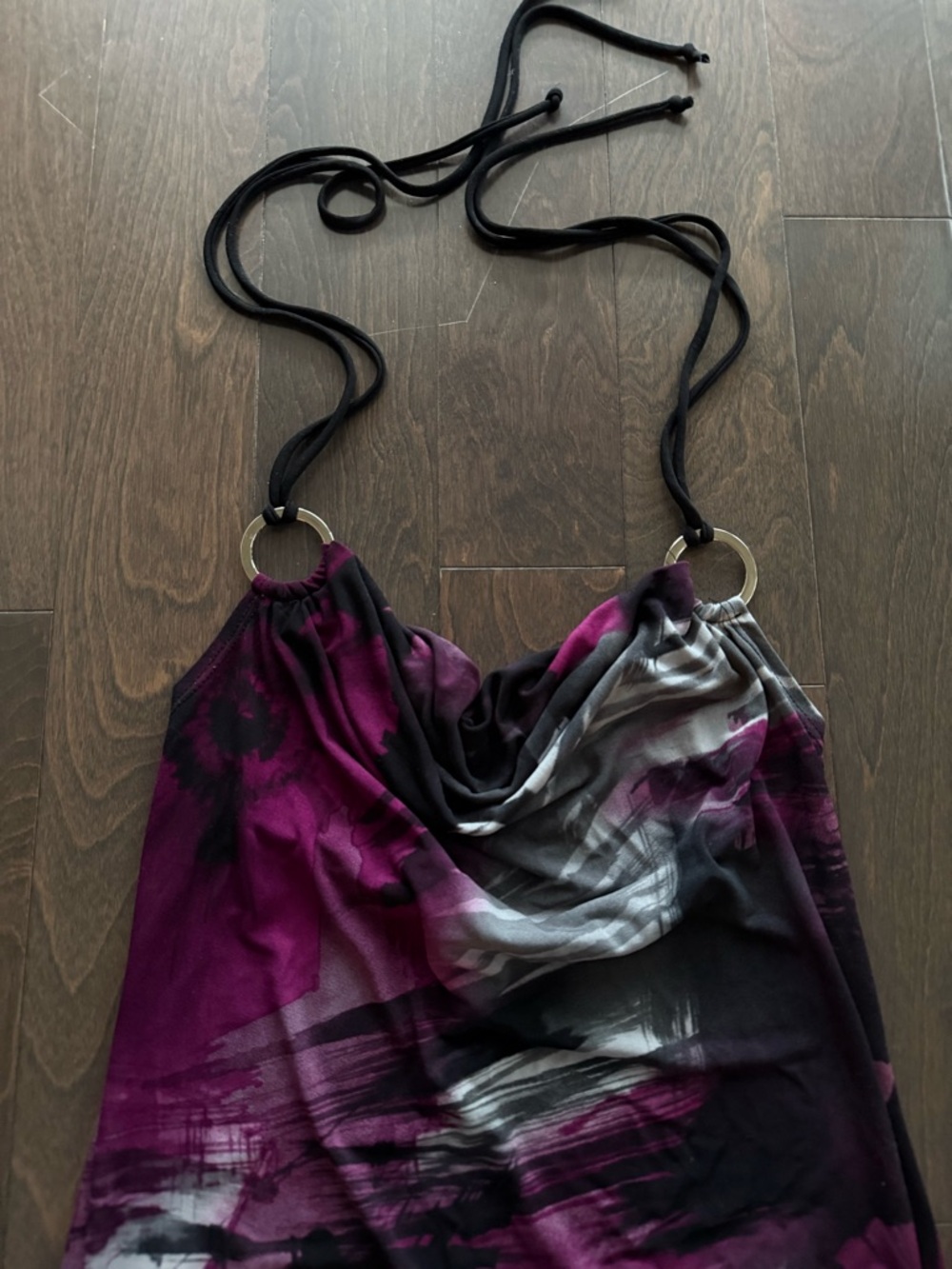 Purple & Black Abstract Halter Tunic - Picture 2 of 4